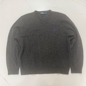 Polo Ralph Lauren Lambswool V-Neck Sweater (Grey) 🐑
